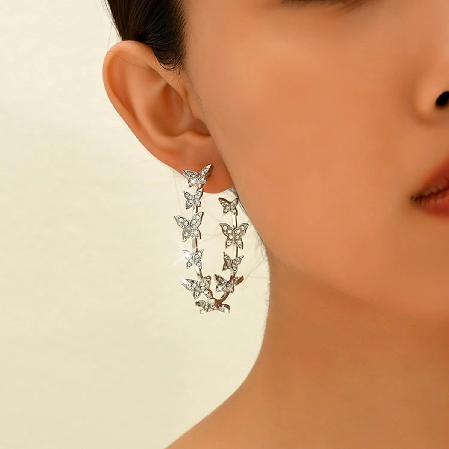 Butterfly Earrings for Women Trendy Big Butterfly Hoop Dangle Earrings Large Huggie Hoops Drop Earring Jewelry Dress Accessories Gifts
