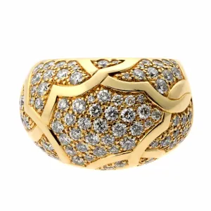 Chanel Camellia Flower Diamond Yellow Gold Bombe Cocktail Ring