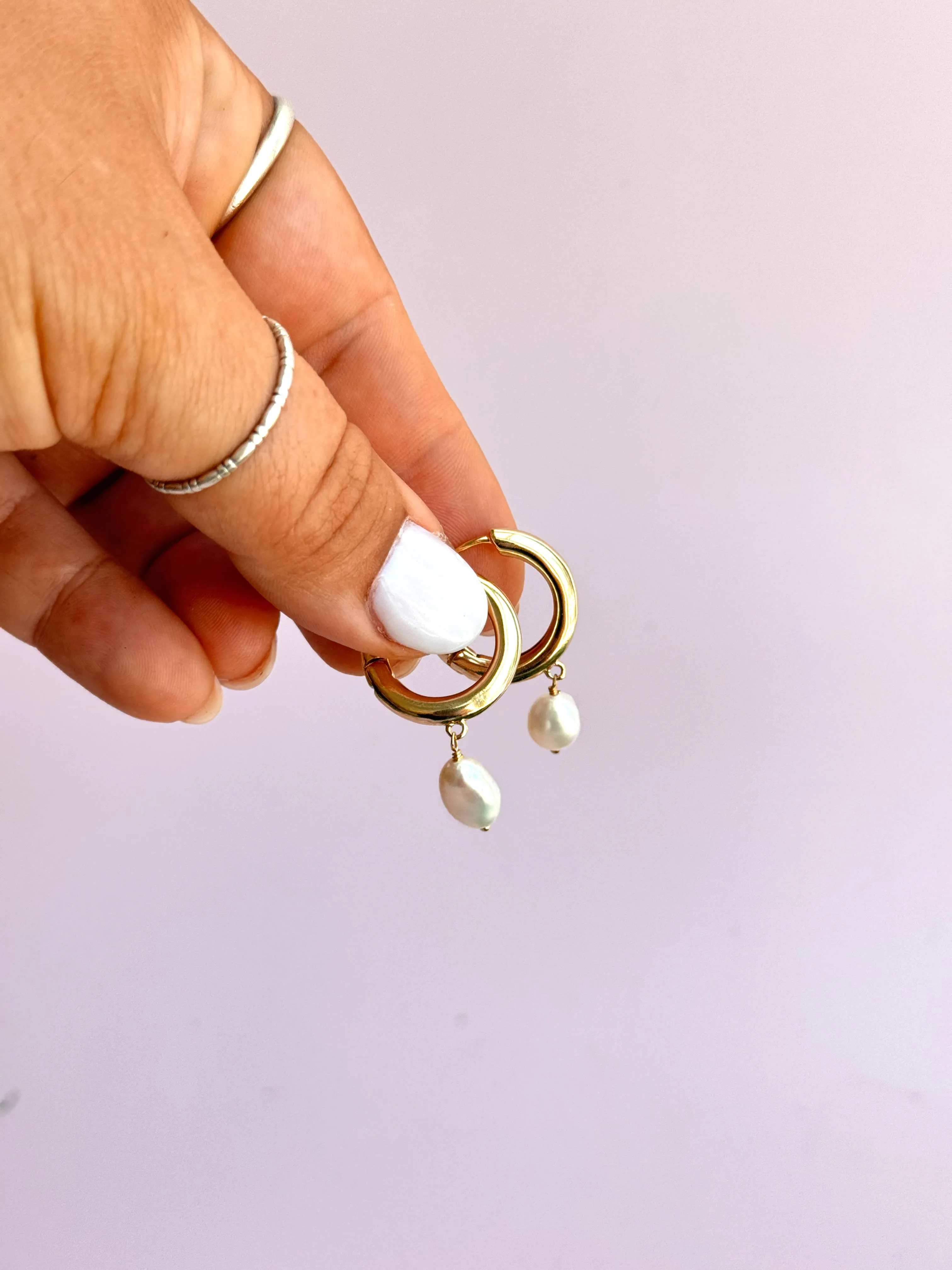 Chunky Pearl Hoops