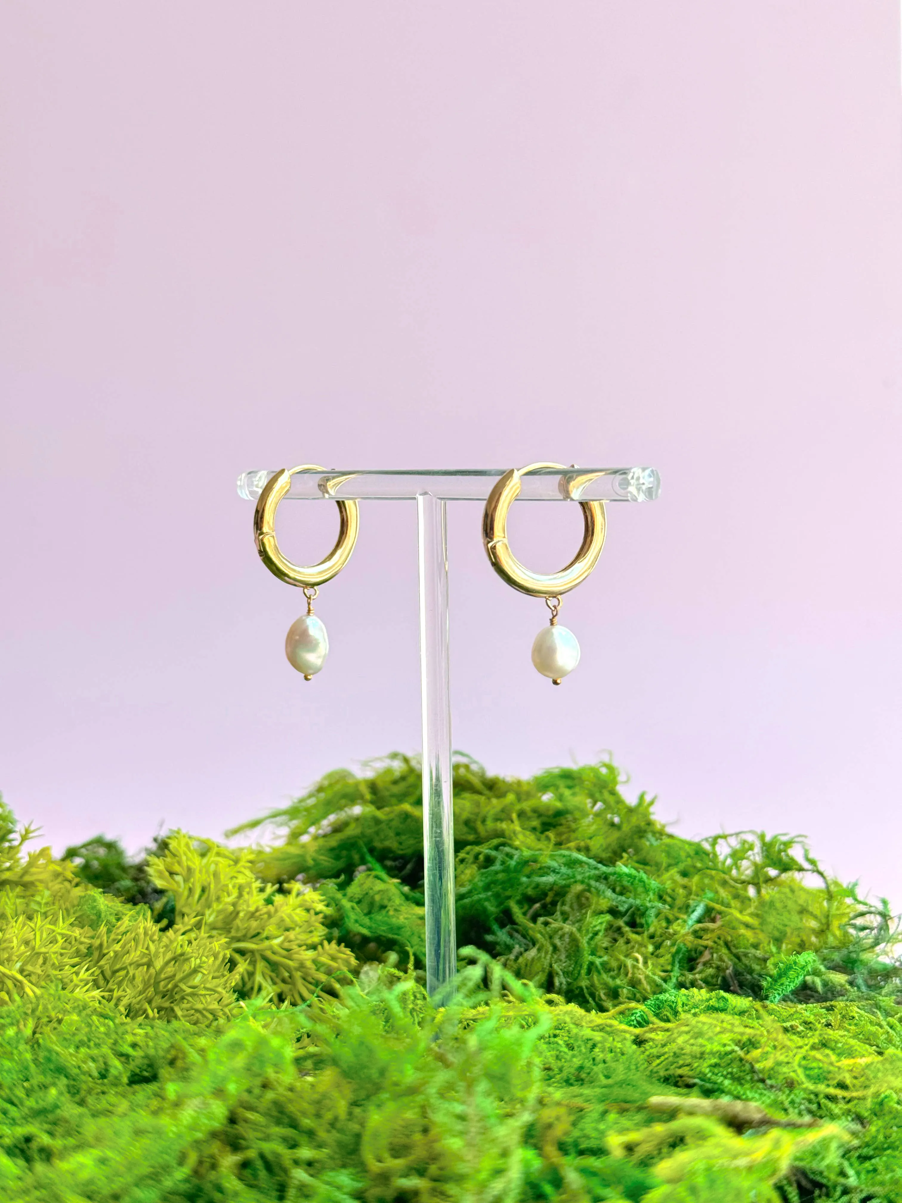 Chunky Pearl Hoops