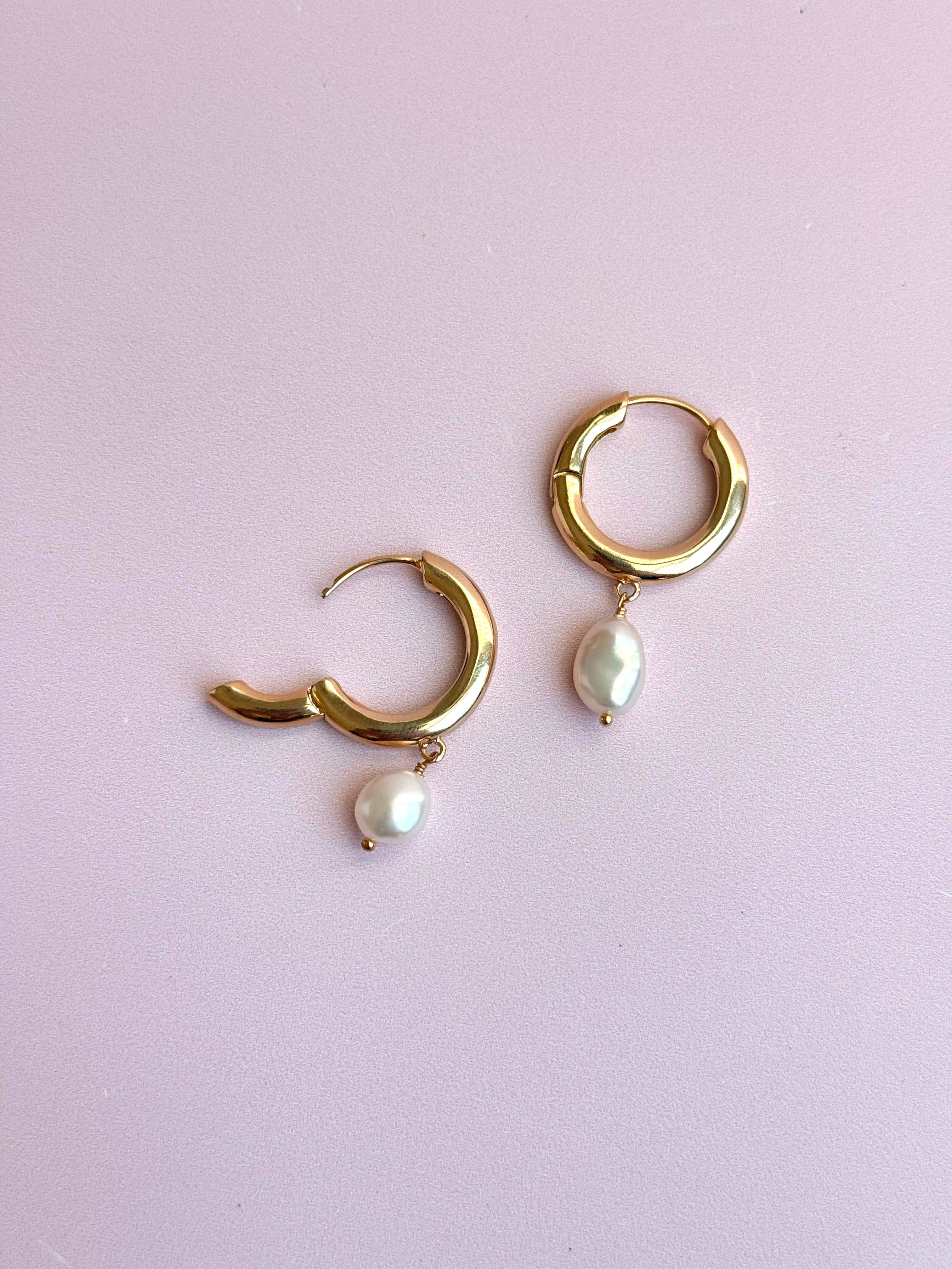 Chunky Pearl Hoops