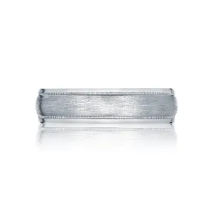 Classic 18K White Gold Brush Finish Wedding Band Ring