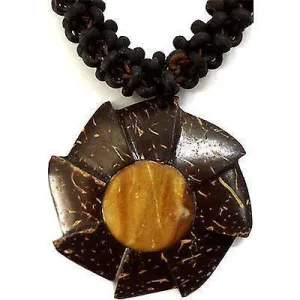 Coconut Wooden Beaded Pendant Chain Wood Necklace Womens Ladies Girls Jewellery
