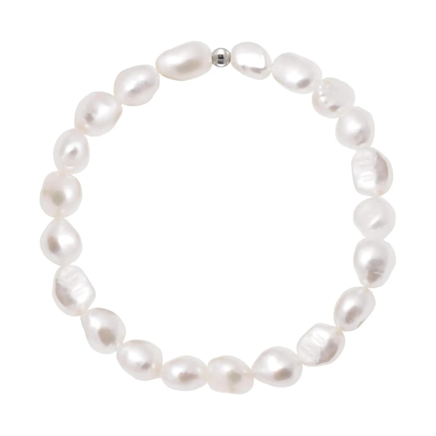 Cultured Freshwater Baroque Pearl Stretch Bracelet 8 Inch, 8-9 mm/Natural White Color
