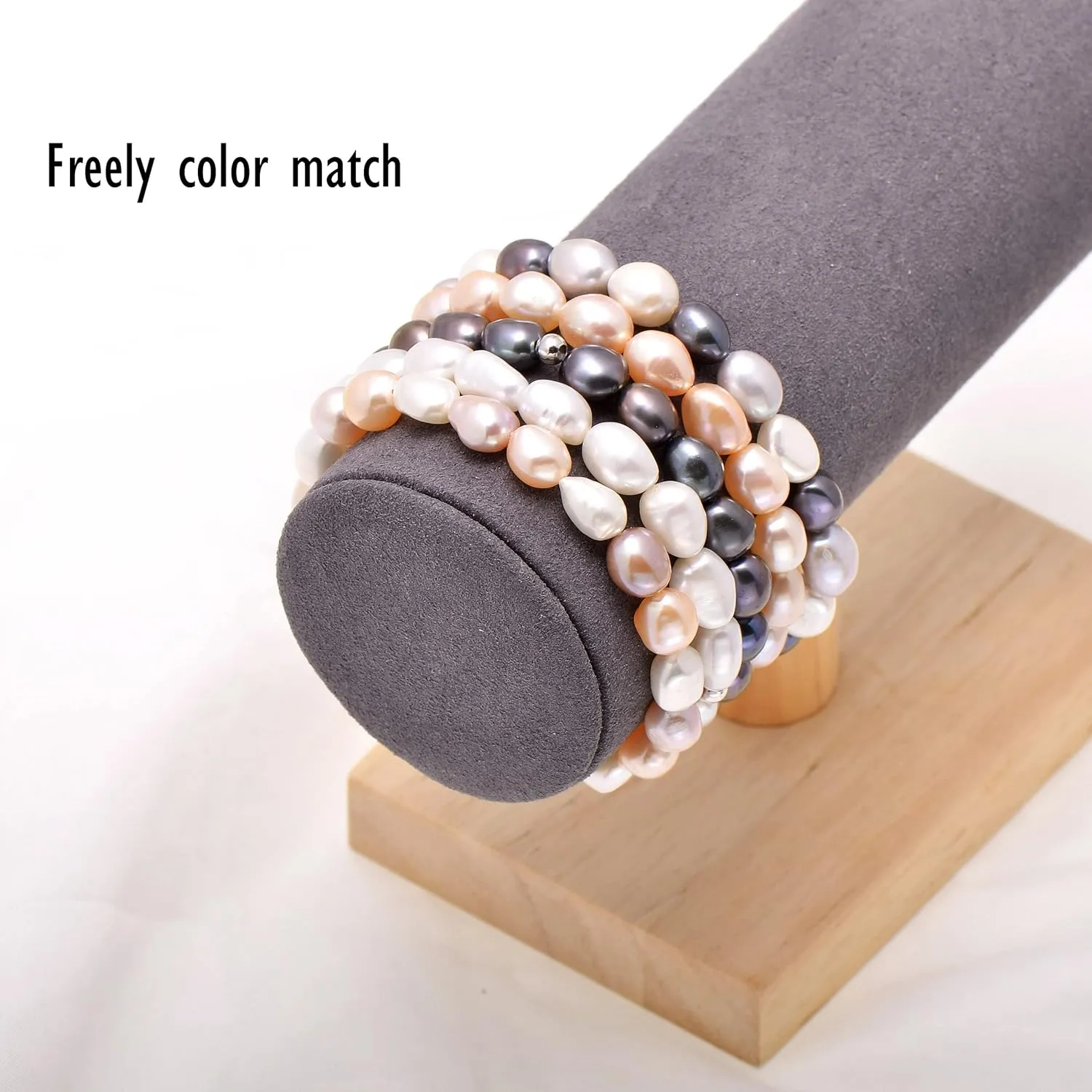 Cultured Freshwater Baroque Pearl Stretch Bracelet 8 Inch, 8-9 mm/Natural White Color
