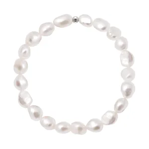 Cultured Freshwater Baroque Pearl Stretch Bracelet 8 Inch, 8-9 mm/Natural White Color