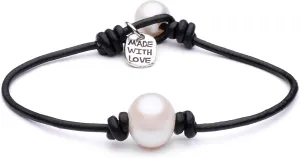 Cultured Freshwater Single Pearl Bracelet Handmade Genuine Leather Wrap Bracelet Agate Malachite Tiger Eyes with Charm Jewelry Synthetic Pearl Beaded Gold Bracelet