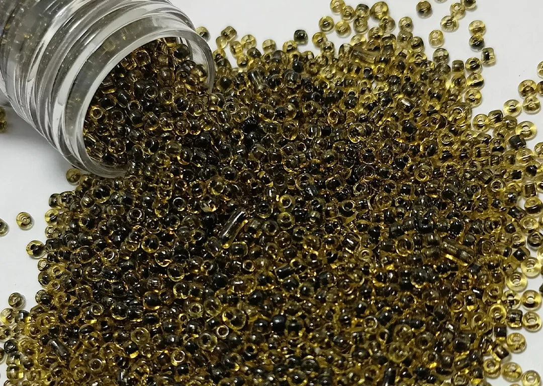 Dark Yellow Inside Dyed Round Rocailles Glass Seed Beads