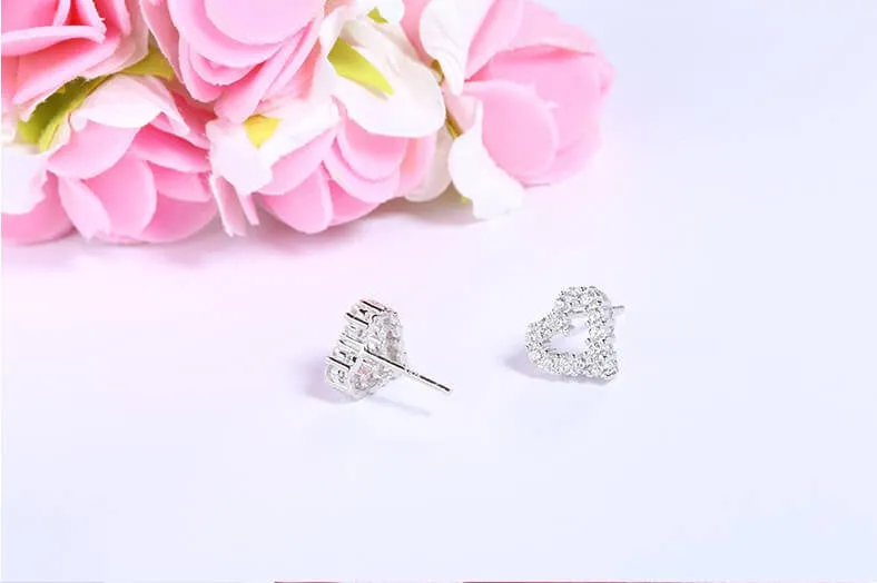 Dazzling Heart Stud Earrings