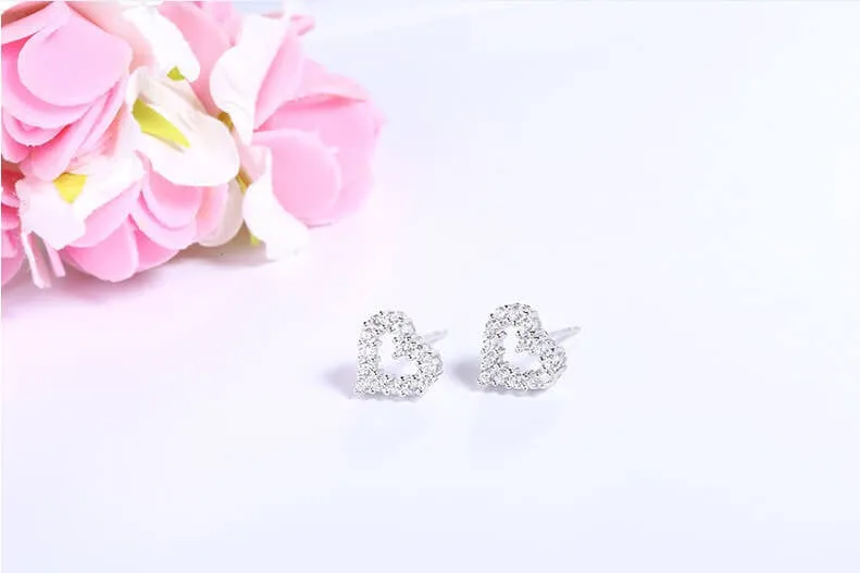 Dazzling Heart Stud Earrings