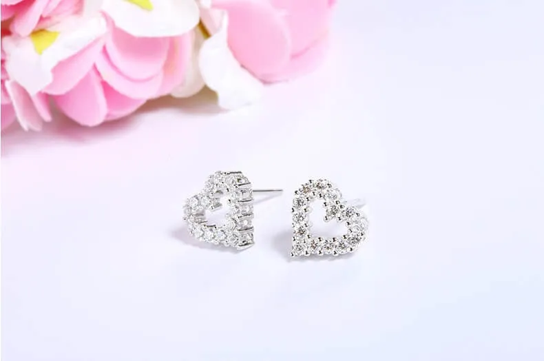 Dazzling Heart Stud Earrings
