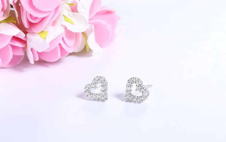 Dazzling Heart Stud Earrings