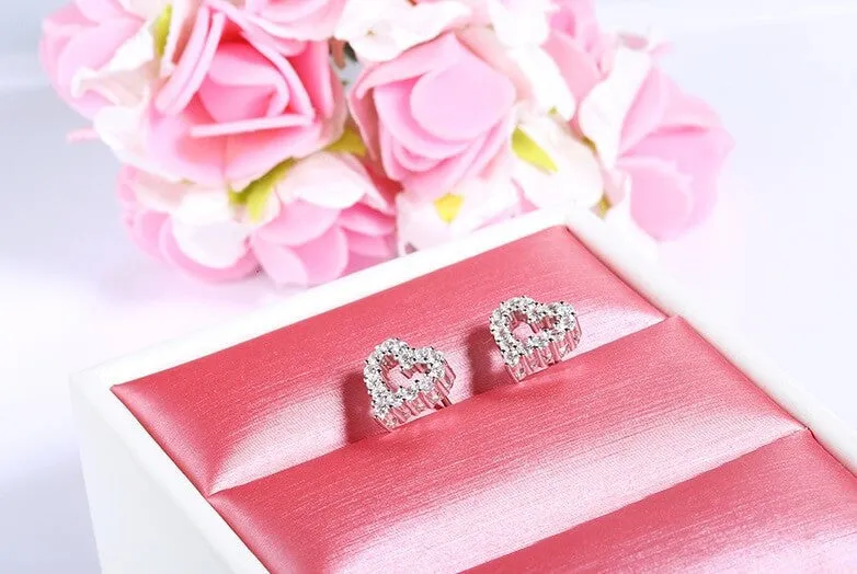 Dazzling Heart Stud Earrings