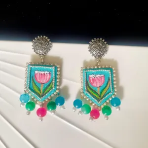 Dewy Handpainted Blue (Earrings)