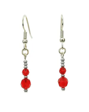 Double Light Siam Silver July Birthstone Earrings