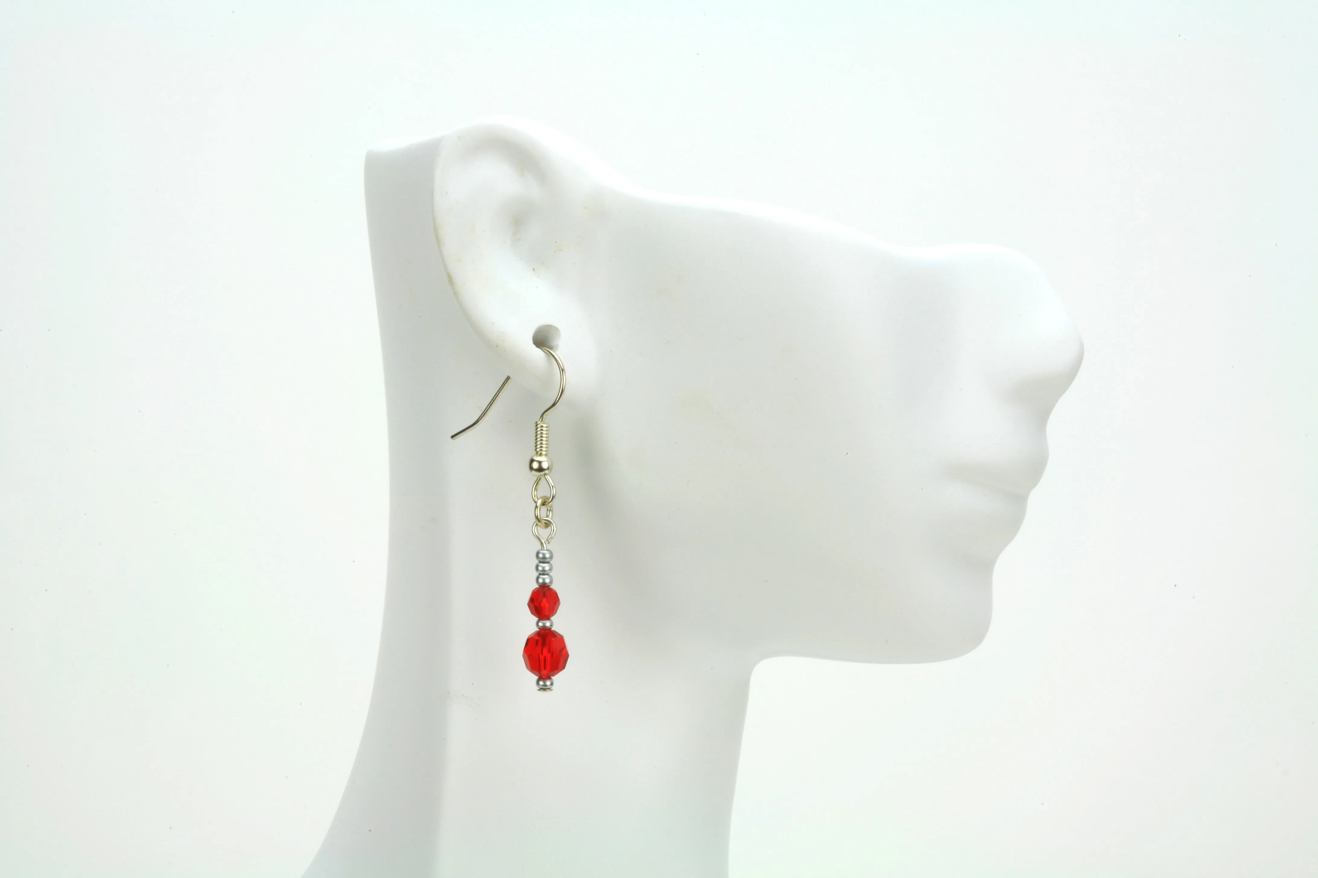 Double Light Siam Silver July Birthstone Earrings