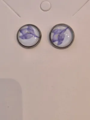 Earrings with Purple Flower