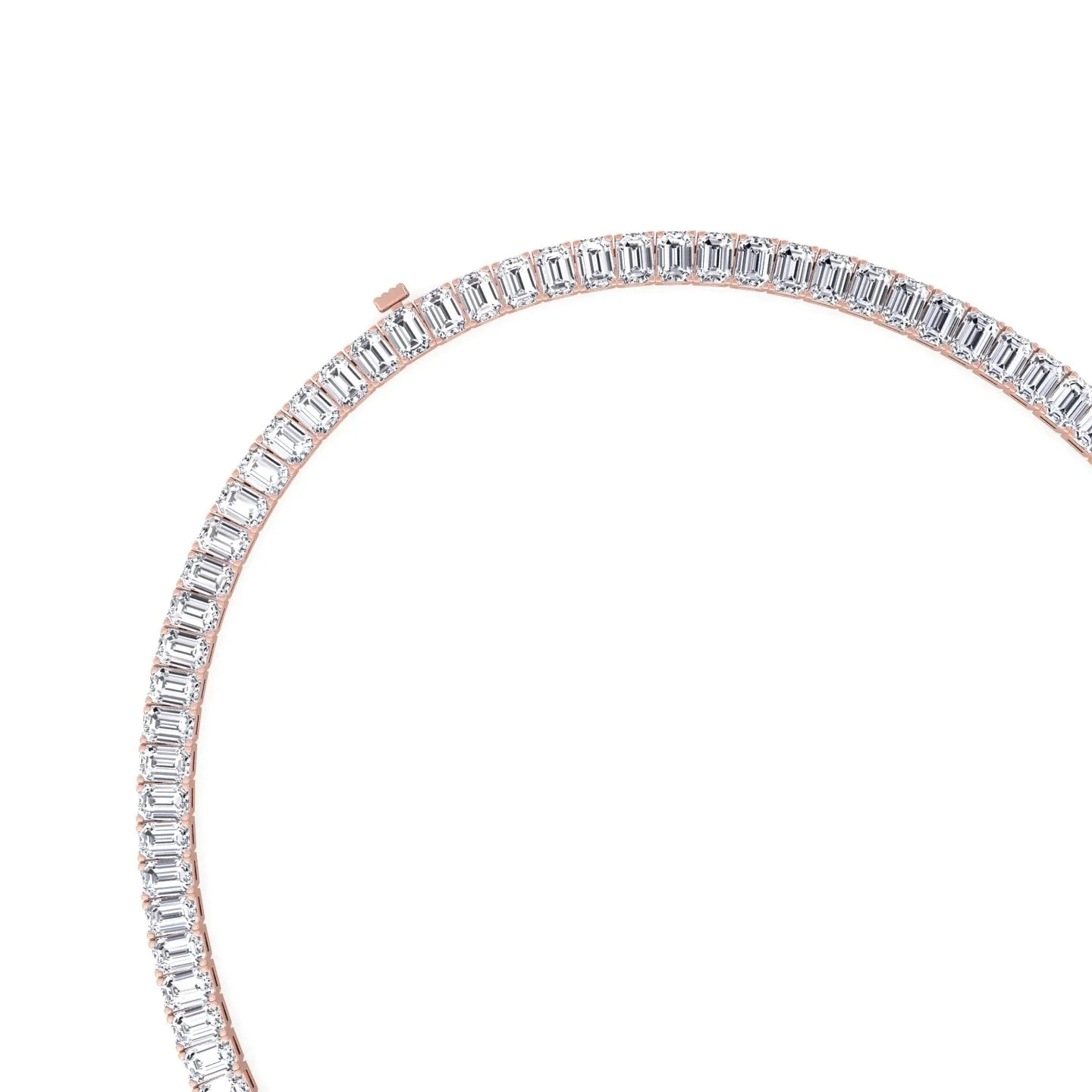 Emerald Shape Prong Setting Natural Diamond Tennis Necklace 14K Solid Gold