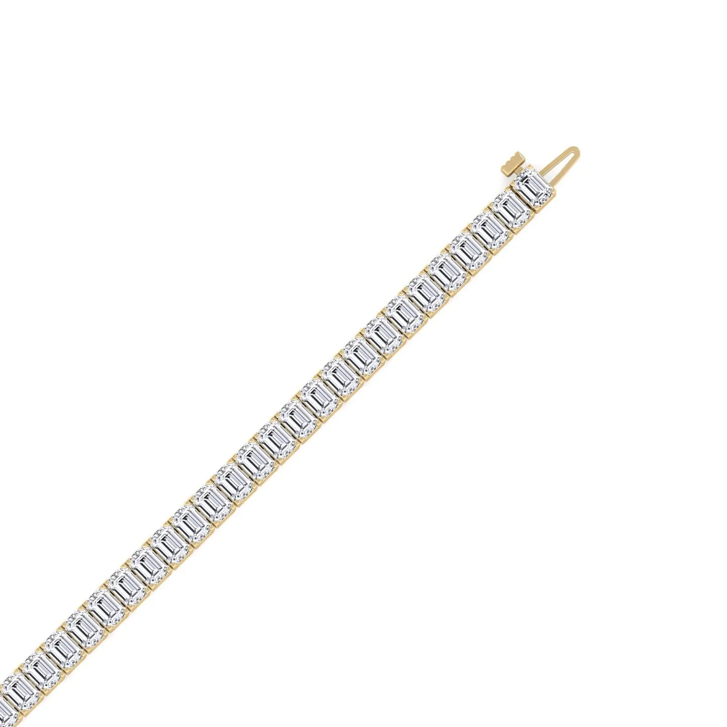 Emerald Shape Prong Setting Natural Diamond Tennis Necklace 14K Solid Gold