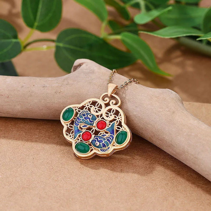 Exquisite Chinese-style cheongsam accessories enamel carp pendant