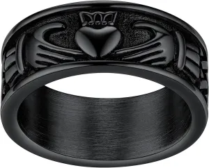 FaithHeart Claddagh Rings for Love, Stainless Steel/18K Gold Plated Women Men Wedding Band Ring Personalized Custom
