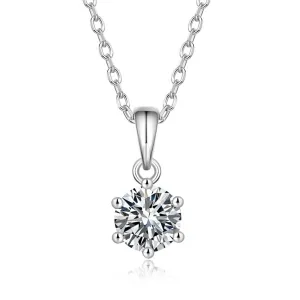FANCIME Moissanite Flower Six Prong Sterling Silver Necklace