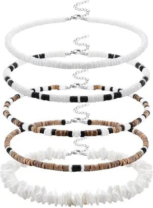 FASACCO Surfer Puka Shell Beach Choker Necklace