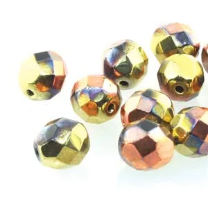 Fire Polished 6mm Jet California Gold Rush 25/Strand