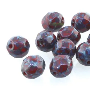 Fire Polished 6mm Red Travertine 25/Strand