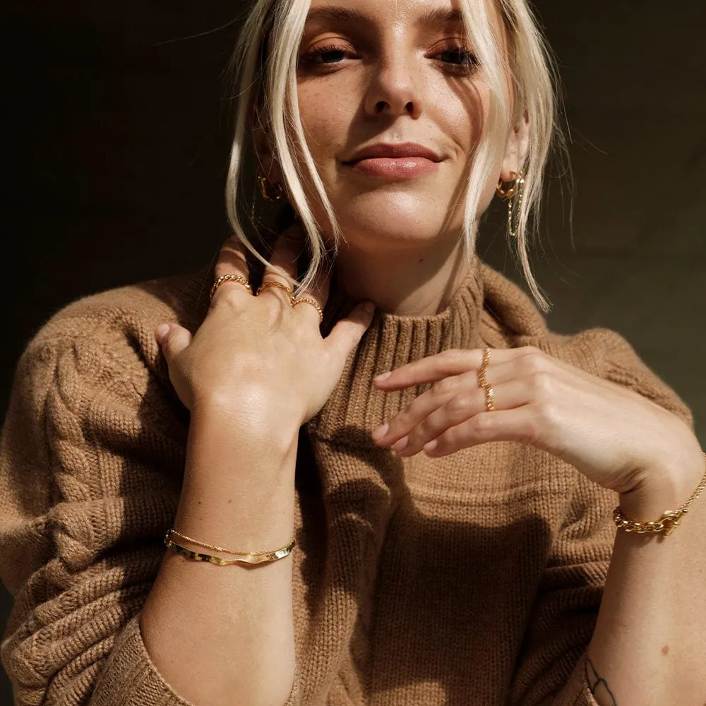 Forever Wavy Bracelet Set 18ct Gold Plate