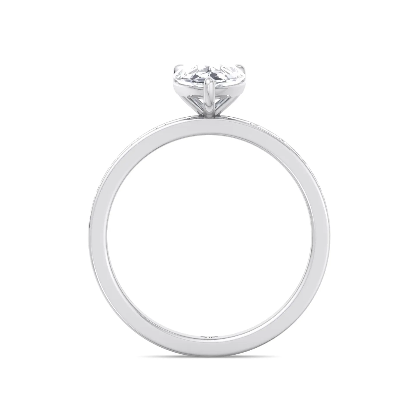 Gina - Pear Shape Diamond Engagement Ring with Baguette Shape Channel Set Side Stone Band