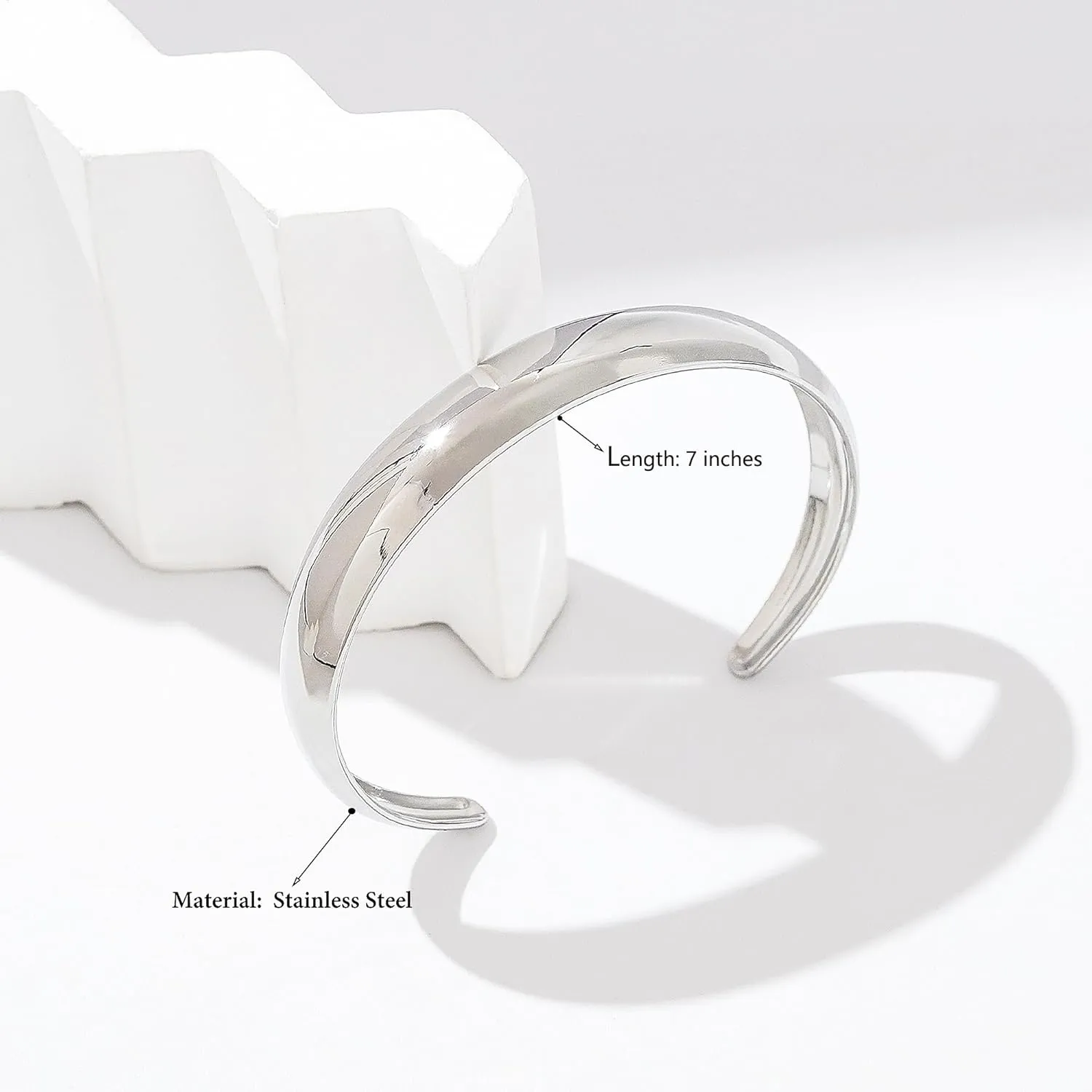 Gold/Silver Cuff Bracelets for Women Chunky Cuff Open Wide Bracelets 14K Gold Plated Stainless Steel Bracelets Gold Bangles for Women Jewelry
