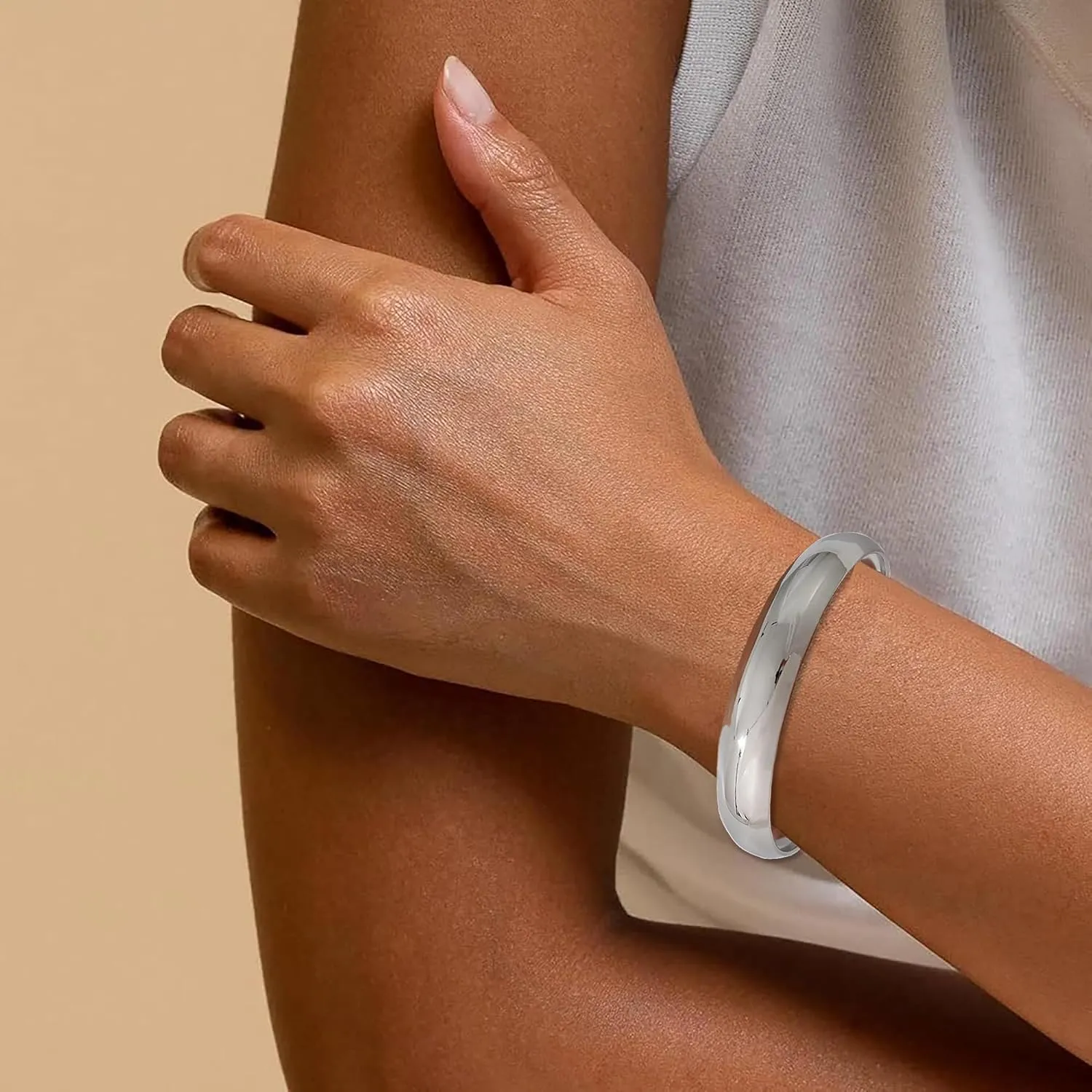 Gold/Silver Cuff Bracelets for Women Chunky Cuff Open Wide Bracelets 14K Gold Plated Stainless Steel Bracelets Gold Bangles for Women Jewelry