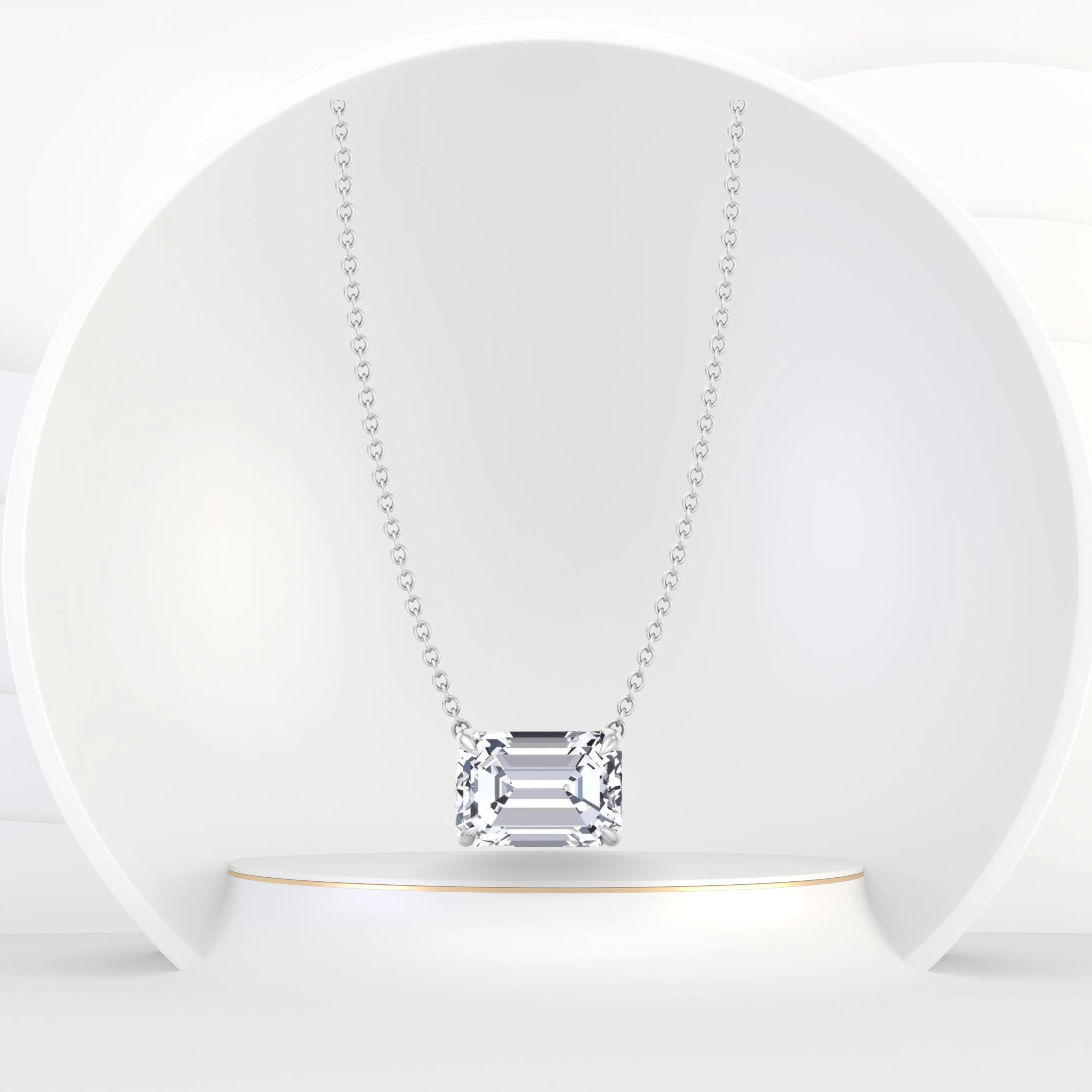Ida - Emerald Shape Diamond Pendant