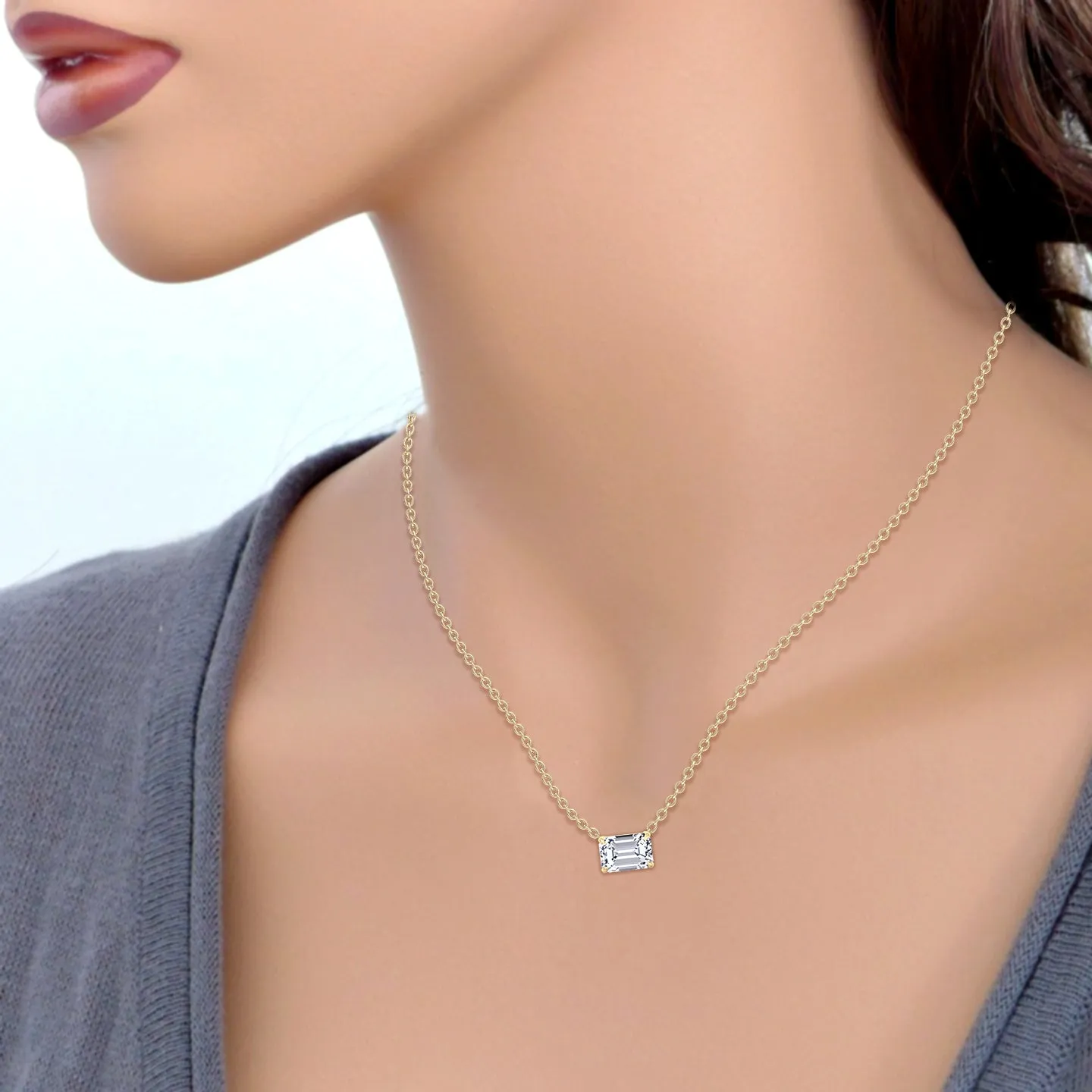 Ida - Emerald Shape Diamond Pendant