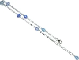 JOSCO 6mm Blue Color with .925 Sterling Silver Anklet, Bracelet. 7,8,9,10,11,12,13"