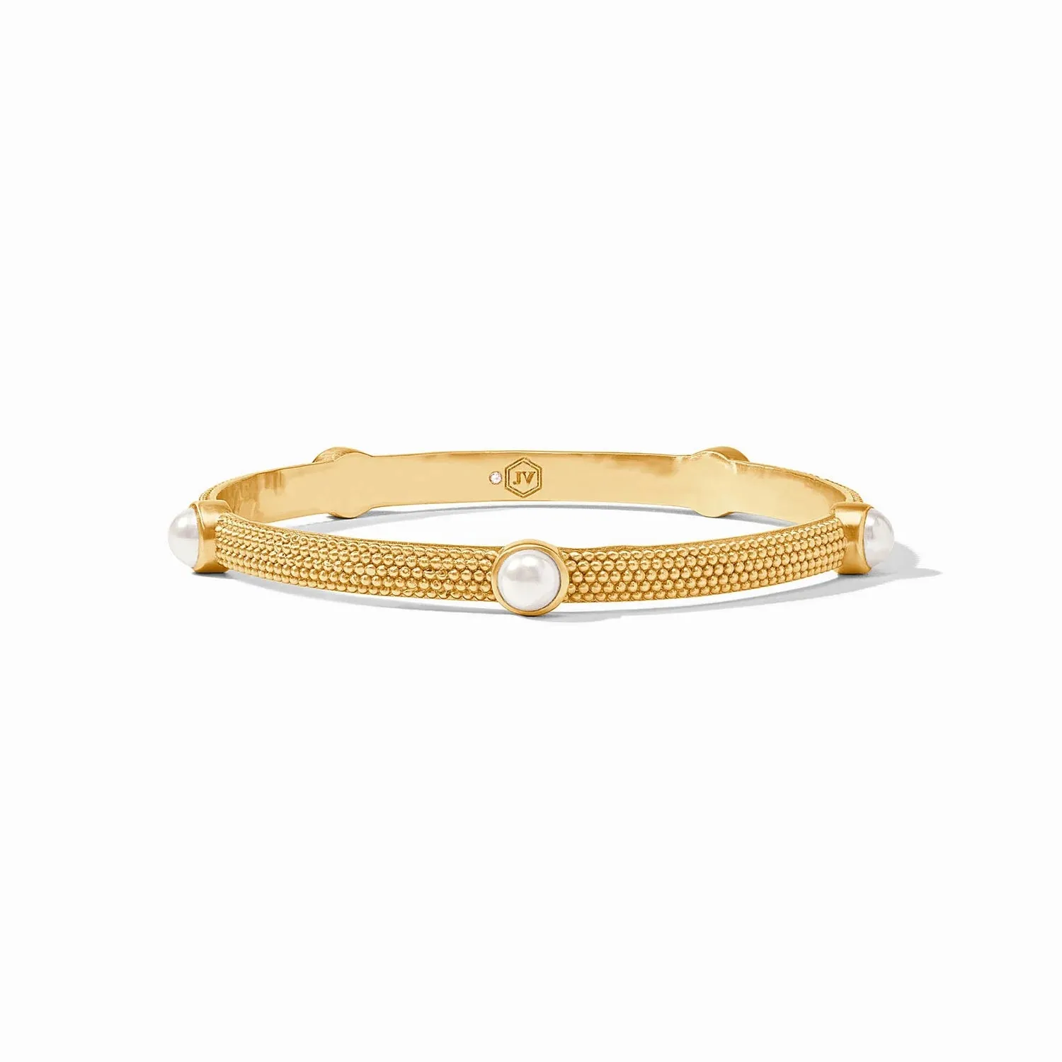 JV Cabochon Bangle, Gold/Pearl
