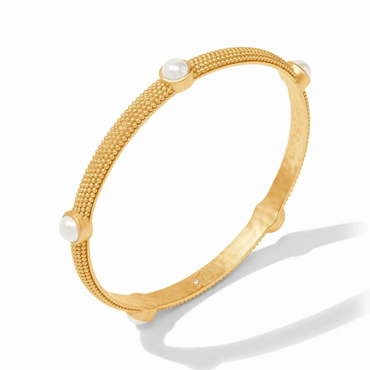 JV Cabochon Bangle, Gold/Pearl