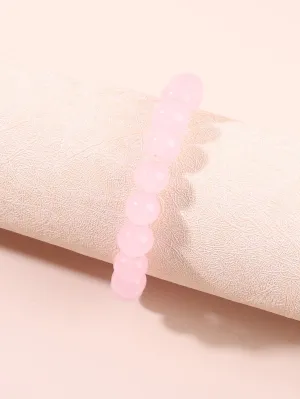 Light Pink Glass Beaded Bracelet Stackable Stretch Bracelets Creative Beads