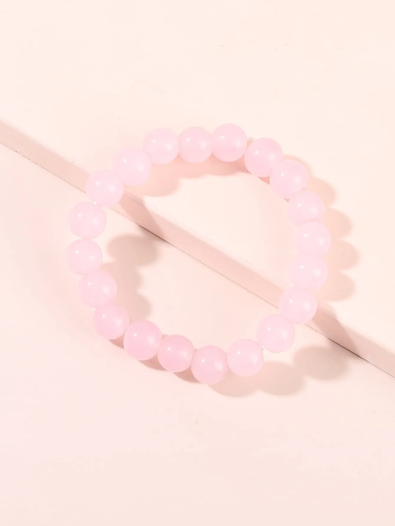 Light Pink Glass Beaded Bracelet Stackable Stretch Bracelets Creative Beads