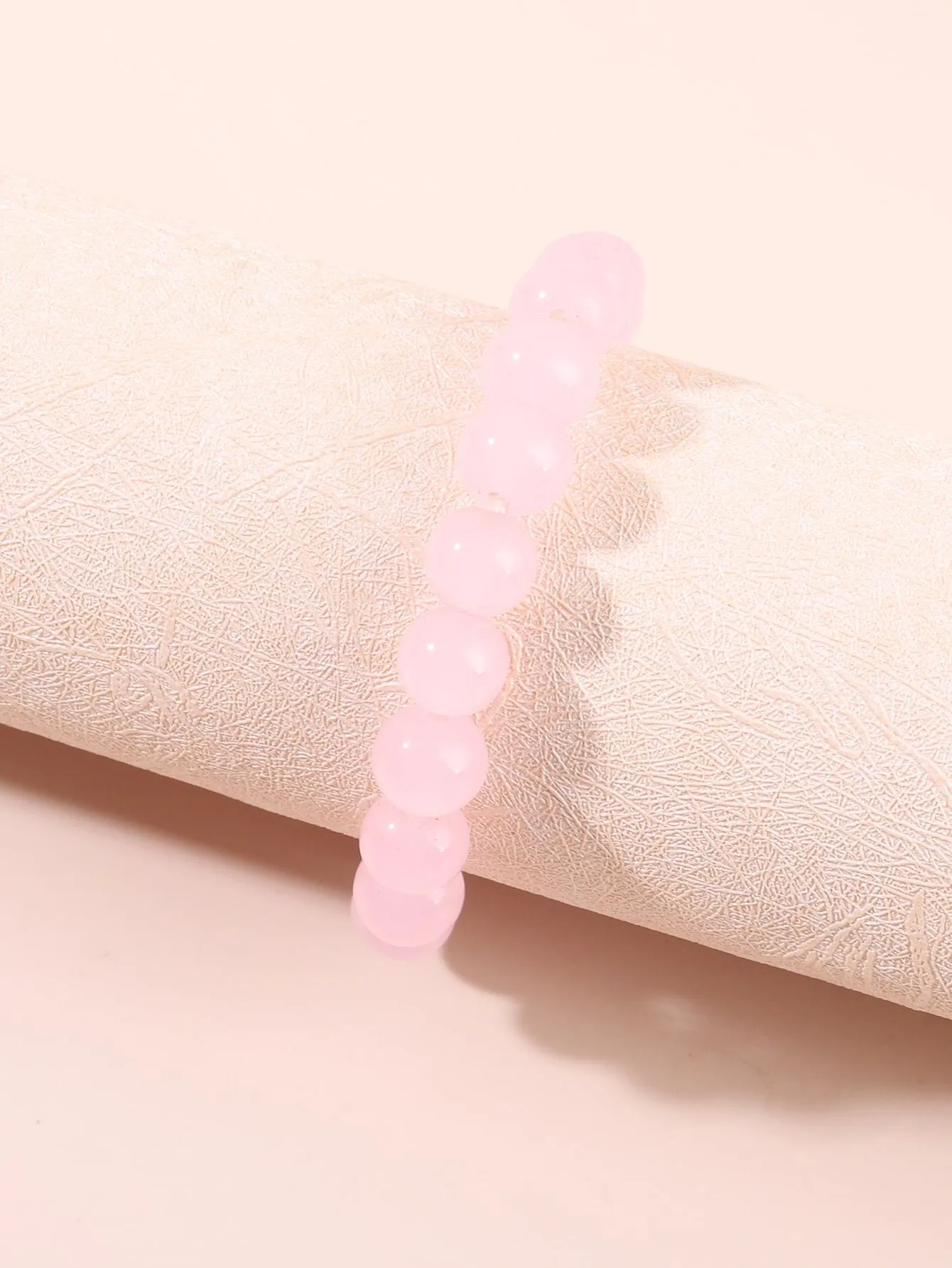 Light Pink Glass Beaded Bracelet Stackable Stretch Bracelets Creative Beads
