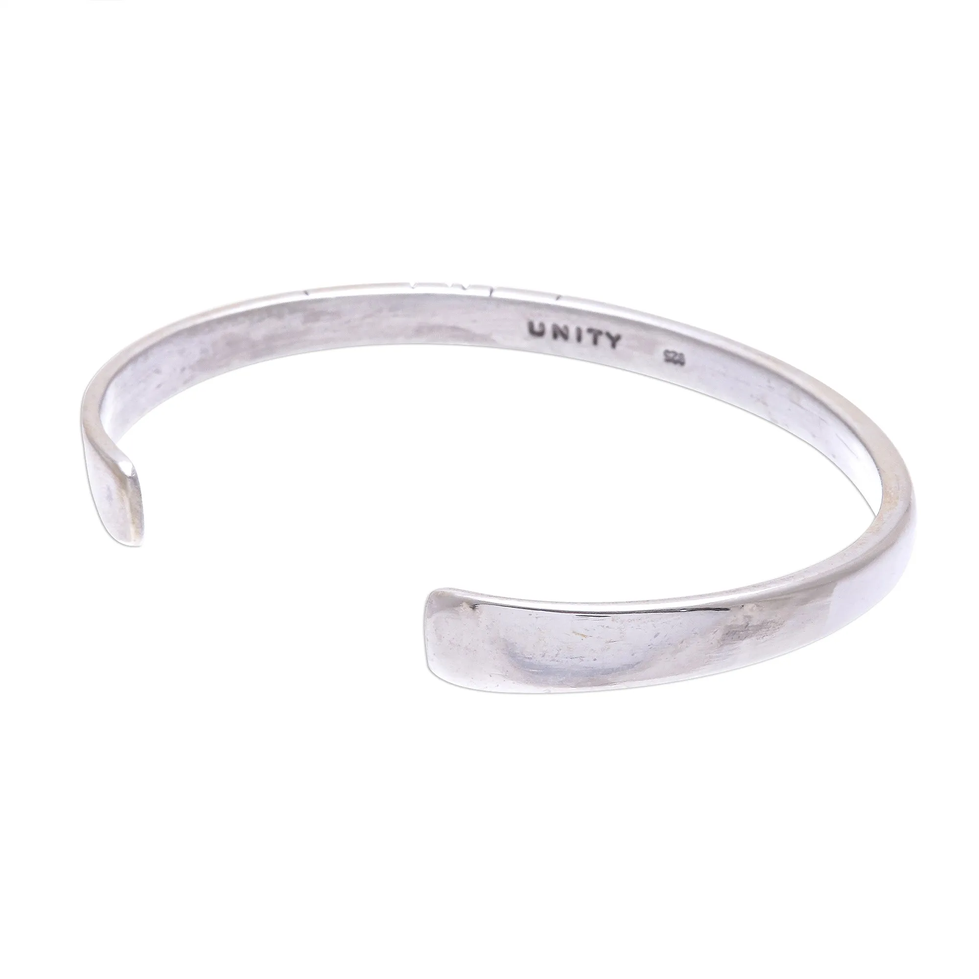 Living In Unity Slender Thai Unity Bracelet Cuff Crafted of Sterling Silver
