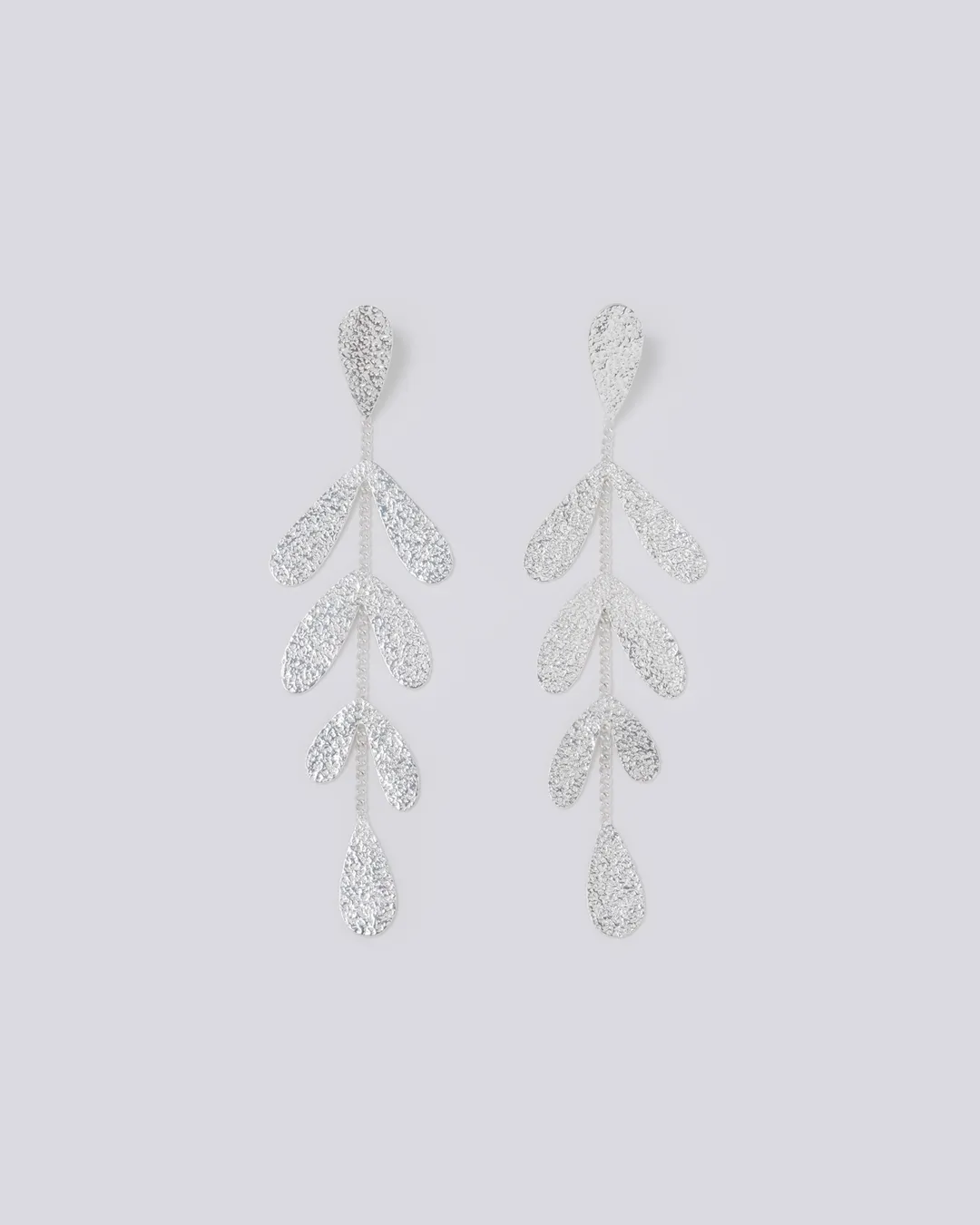 Long Leaf Silver Earrings