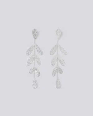 Long Leaf Silver Earrings