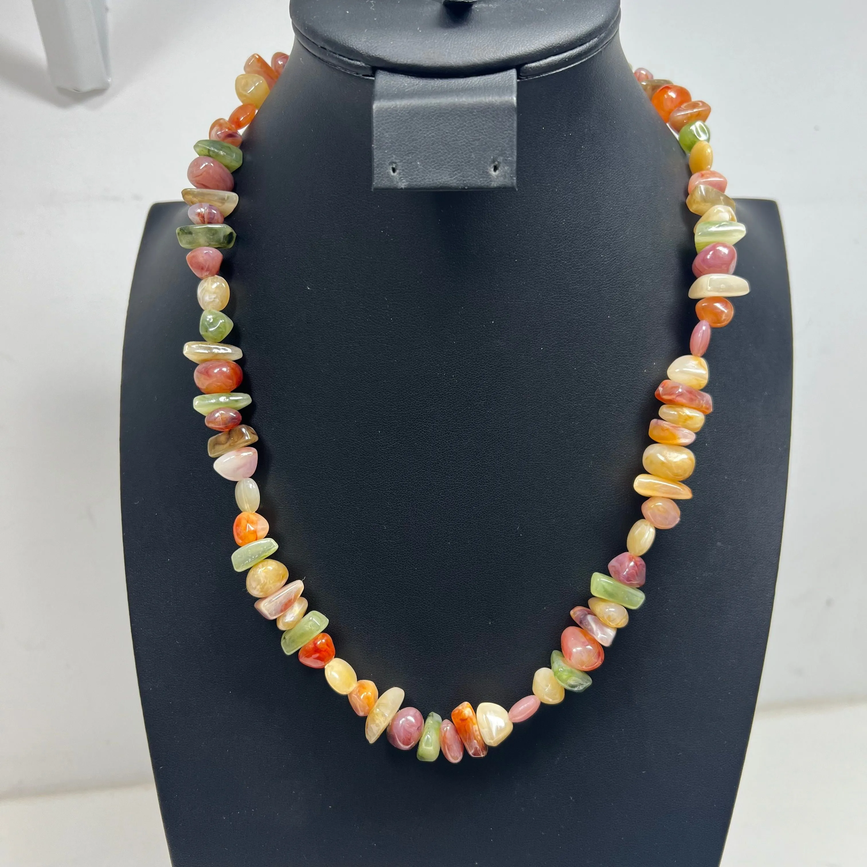 Lot of 3 Beaded Earthy Brown Stone Glass Layering Necklaces
