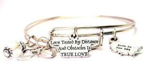 Love Tested Bt Distance And Obstacles Is True Love Expandable Bangle Bracelet Set