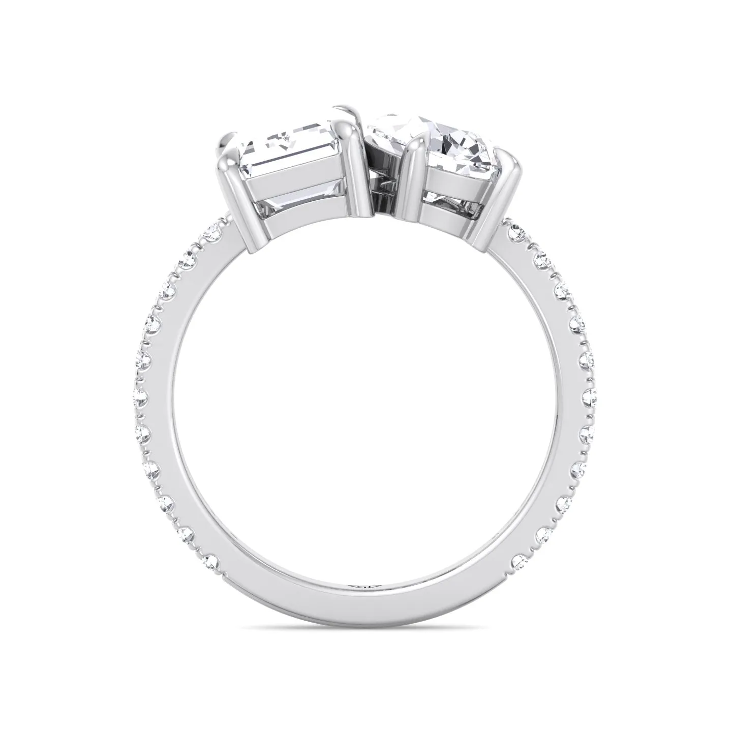 Lyra- Toi et Moi Pear & Emerald Cut Diamond Engagement Ring with Sidestones