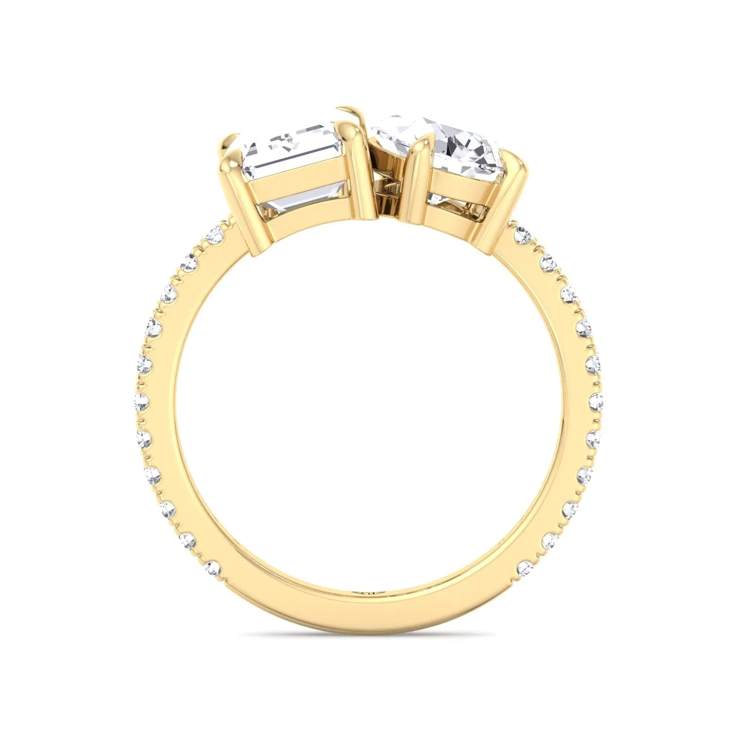 Lyra- Toi et Moi Pear & Emerald Cut Diamond Engagement Ring with Sidestones