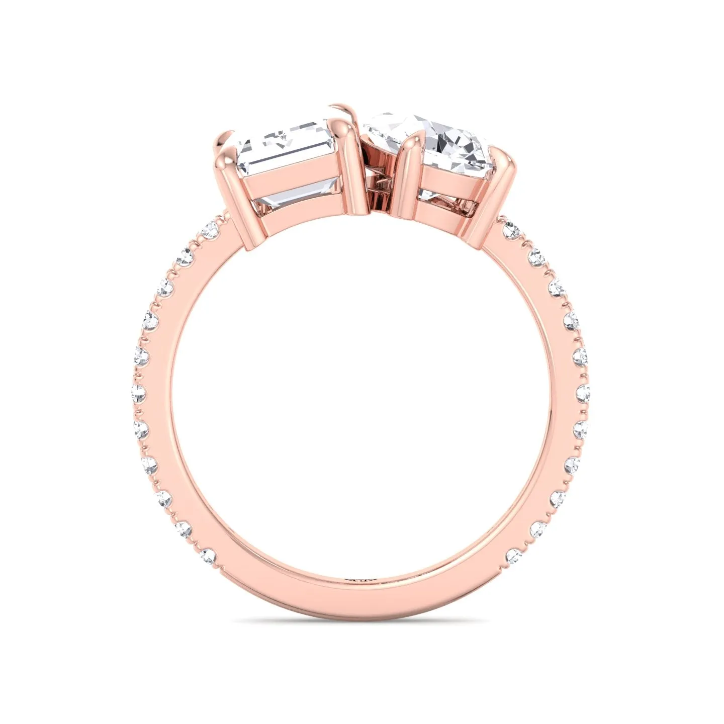 Lyra- Toi et Moi Pear & Emerald Cut Diamond Engagement Ring with Sidestones