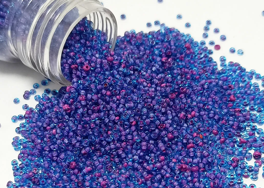 Magenta Inside Dark Blue Dyed Round Rocailles Glass Seed Beads